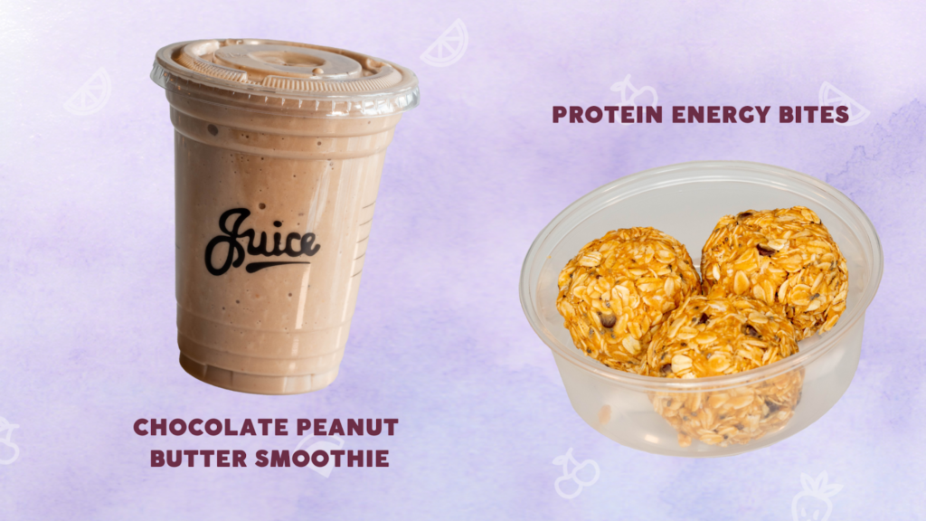 The Juice House's Chocolate Peanut Butter Smoothie & Protein Energy Bites